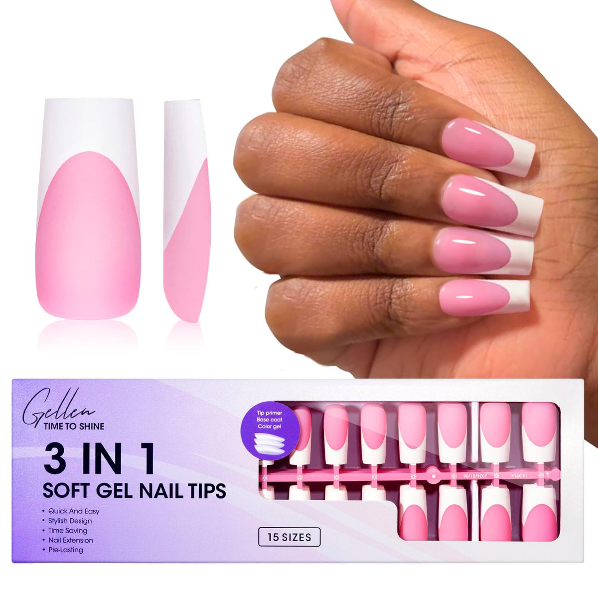 GELLEN French soft gel tips in a 150-piece set for at-home manicure convenience