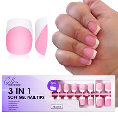 GELLEN pink square short French tip press-on nails for quick manicures