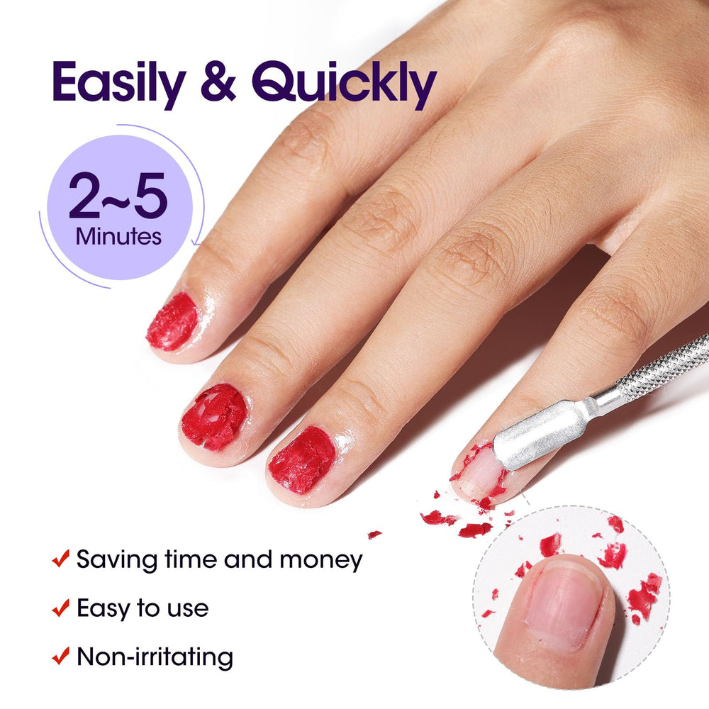 Gellen quick-action remover close-up showing fast gel lift in minutes.