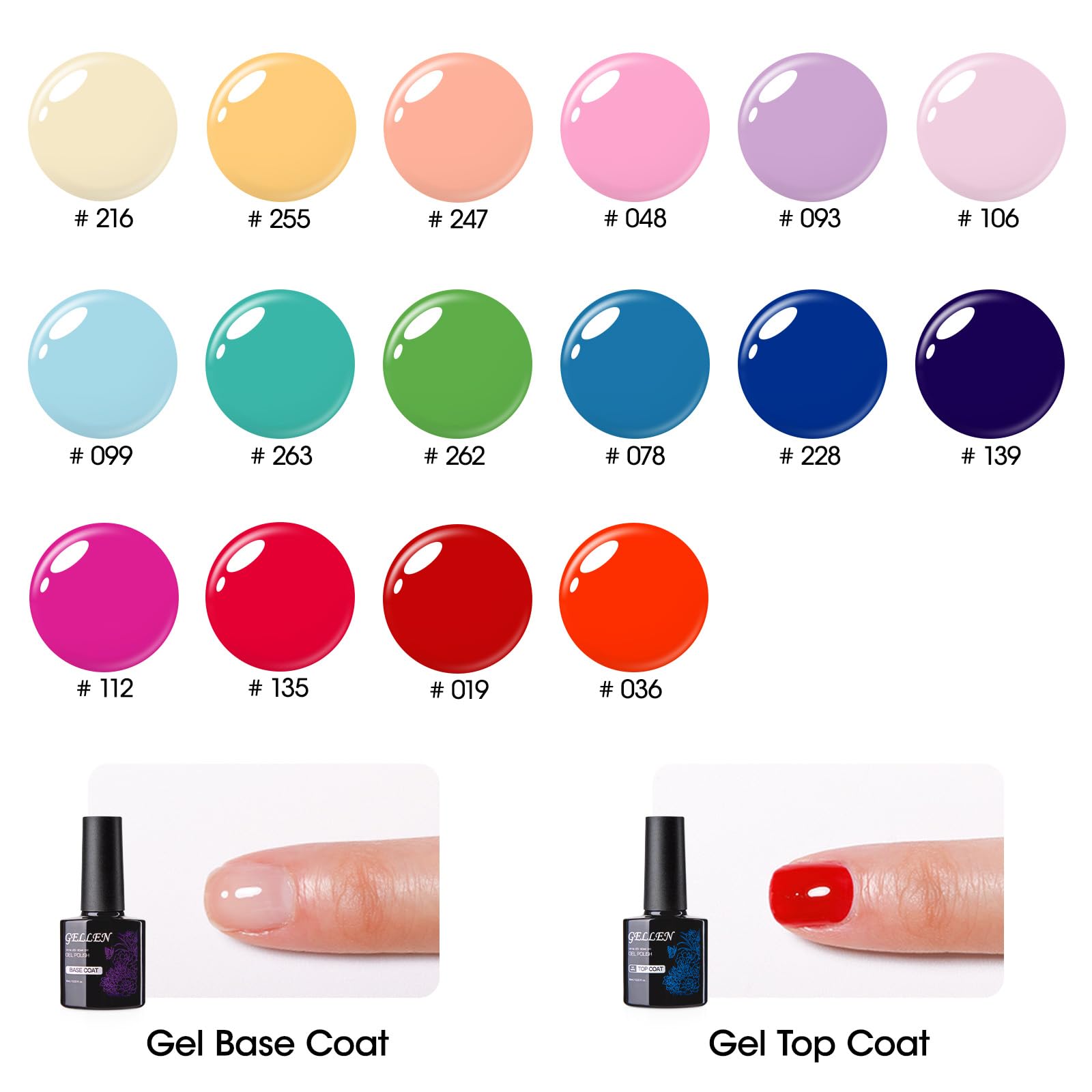 GELLEN gel polish kit with base and top coats for complete manicures