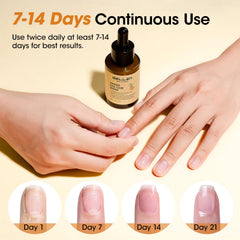 GELLEN Ginger Nail Growth Serum milky liquid gliding over nails.