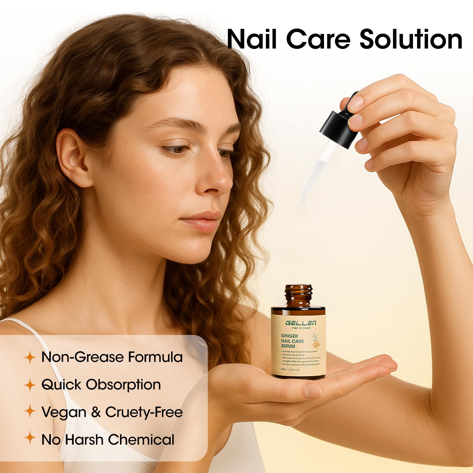 GELLEN Ginger Nail Growth Serum supports everyday nail care.