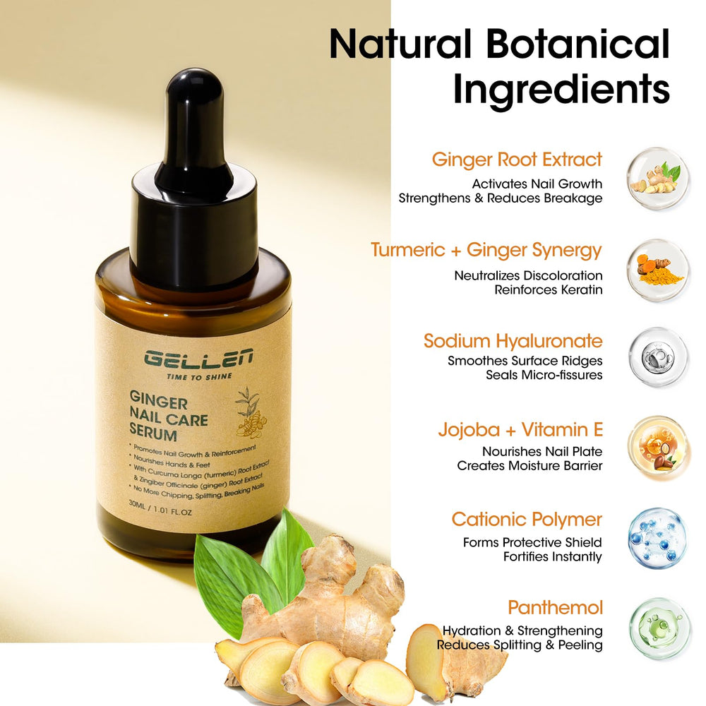 GELLEN Ginger Nail Growth Serum packaging close-up view.