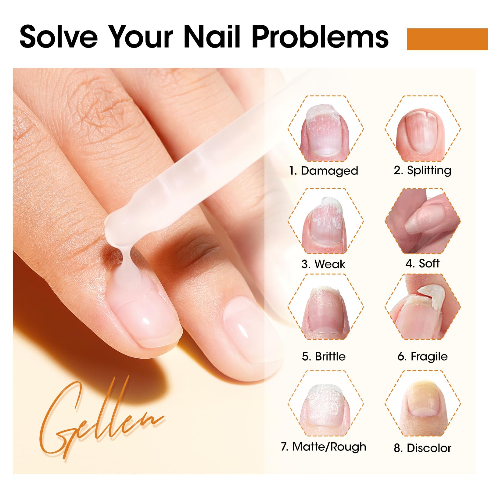 GELLEN Ginger Nail Growth Serum quick absorption on nails and cuticles.