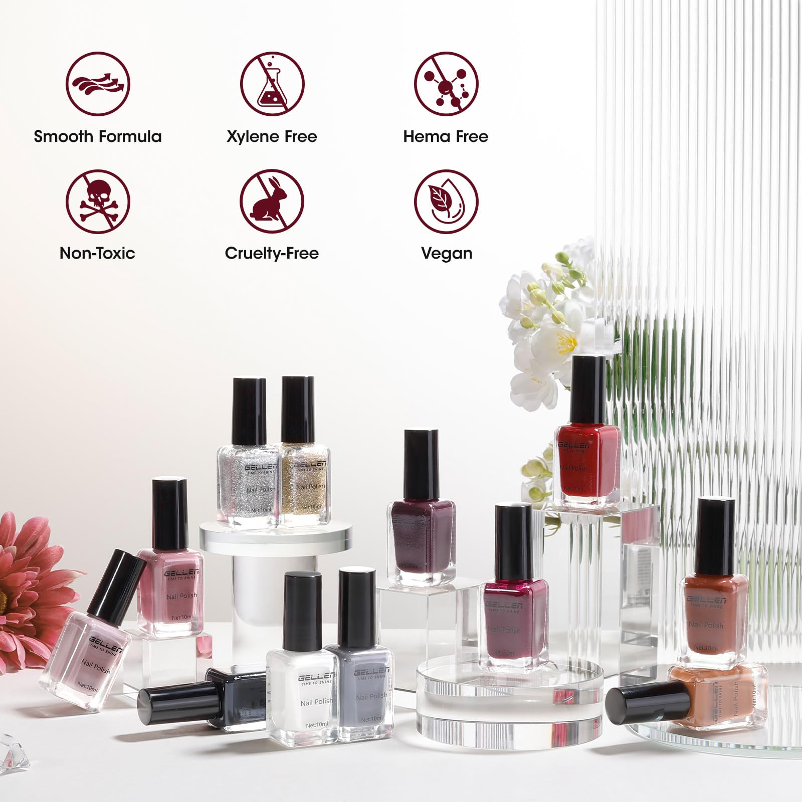 GELLEN glossy finish on nails showing long-lasting color