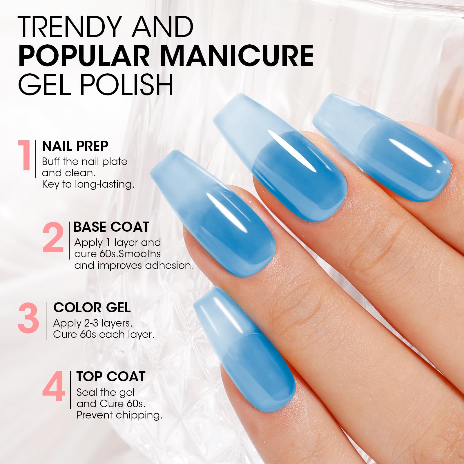 GELLEN High-gloss, chip-resistant finish keeps nails shiny longer.