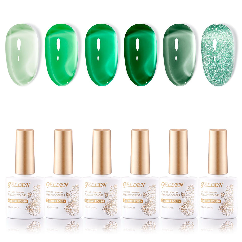 GELLEN Green Jelly Nail Polish Emerald Green for a luxurious, long-lasting glossy manicure