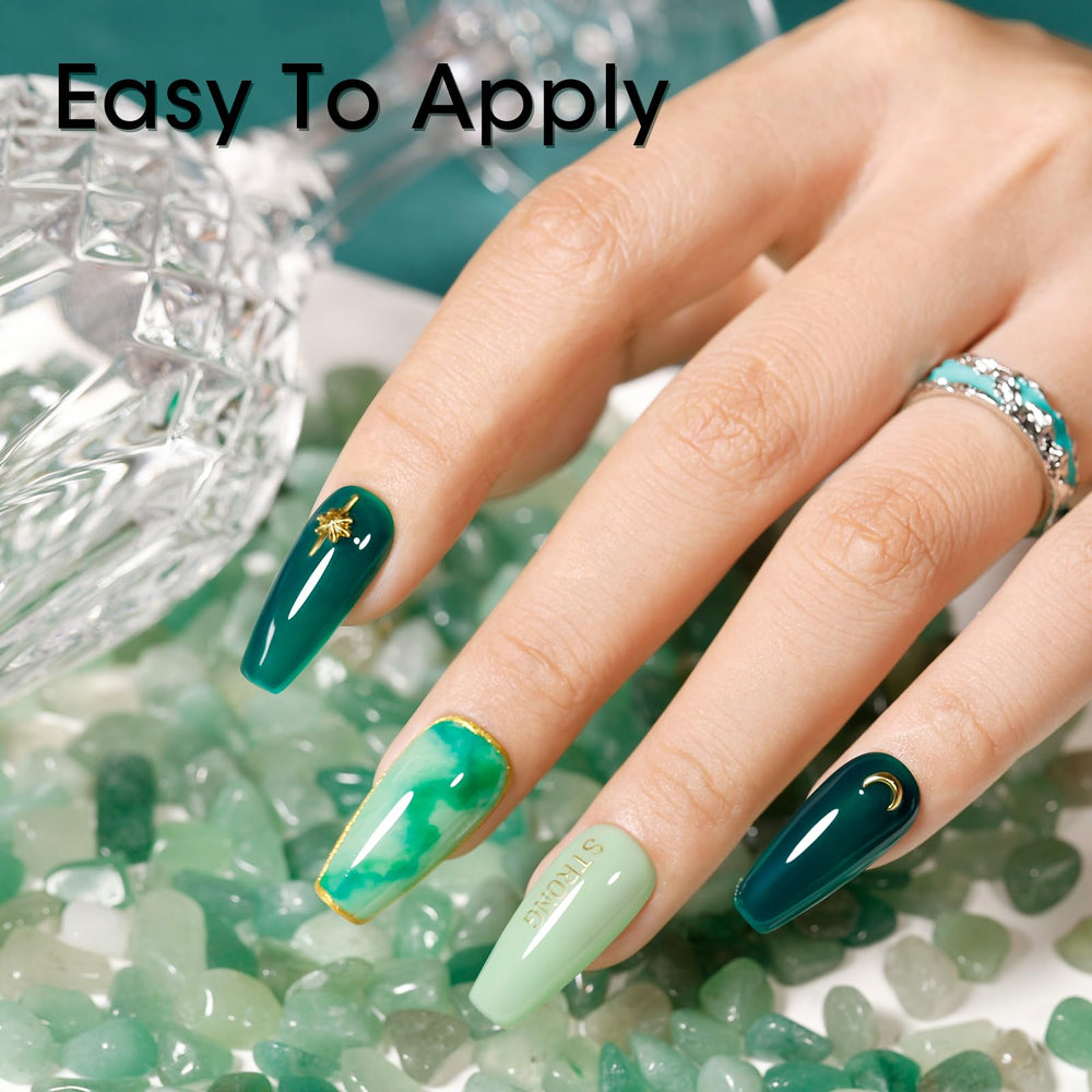 GELLEN Glitter Green Jelly Polish adds subtle sparkle and lasting shine