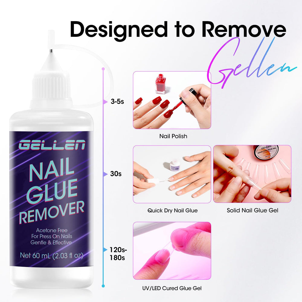 GELLEN dissolves liquid UV glue in minutes for fast tips.