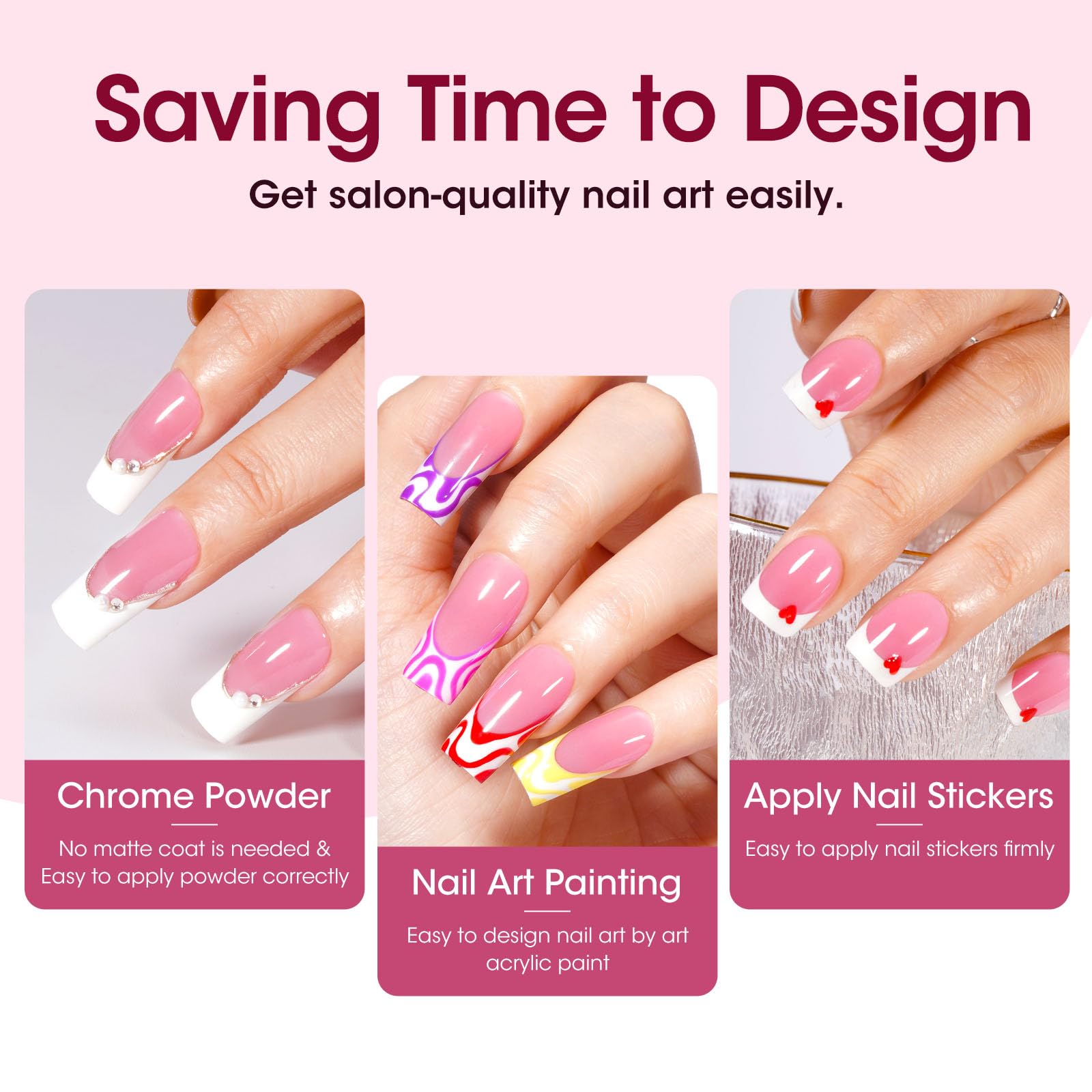 GELLEN long square French tip applied on a nail for elegant style