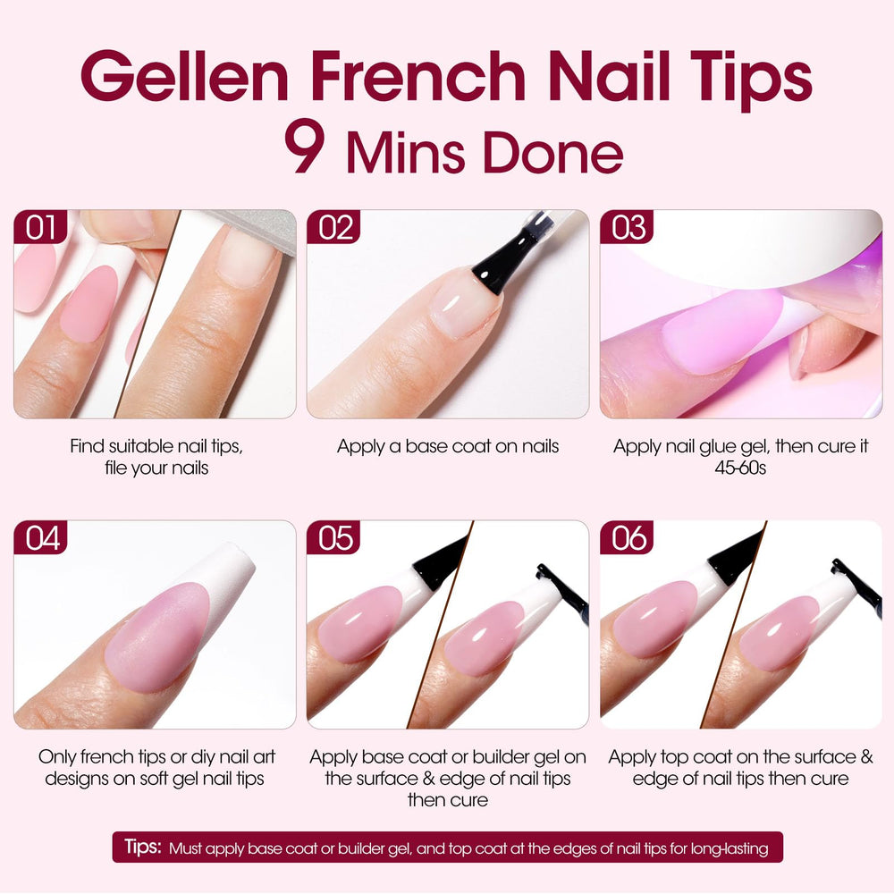 GELLEN manicure ideas with soft gel tips and nail art possibilities
