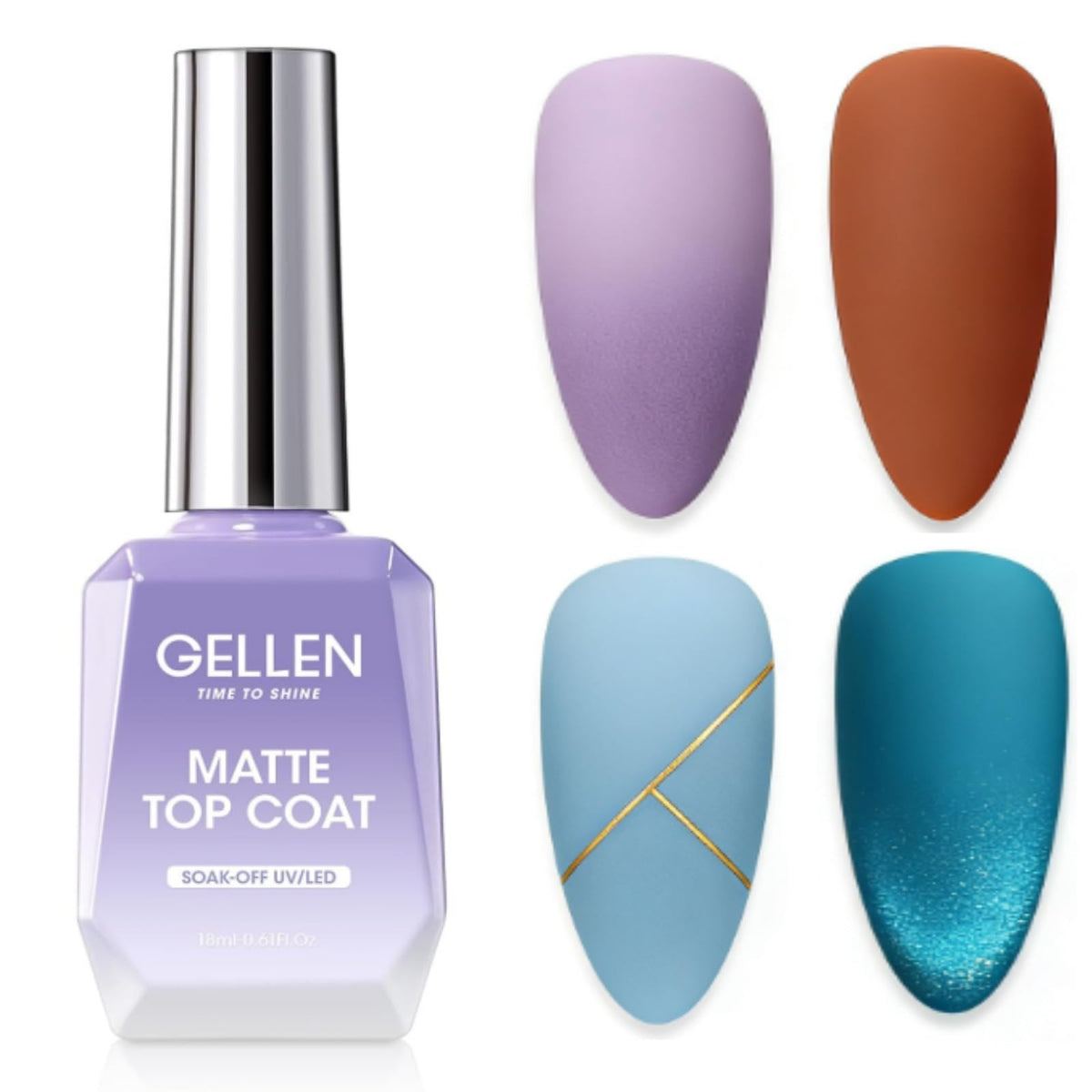GELLEN Matte Top Coat bottle dispense showing smooth flow for even coverage