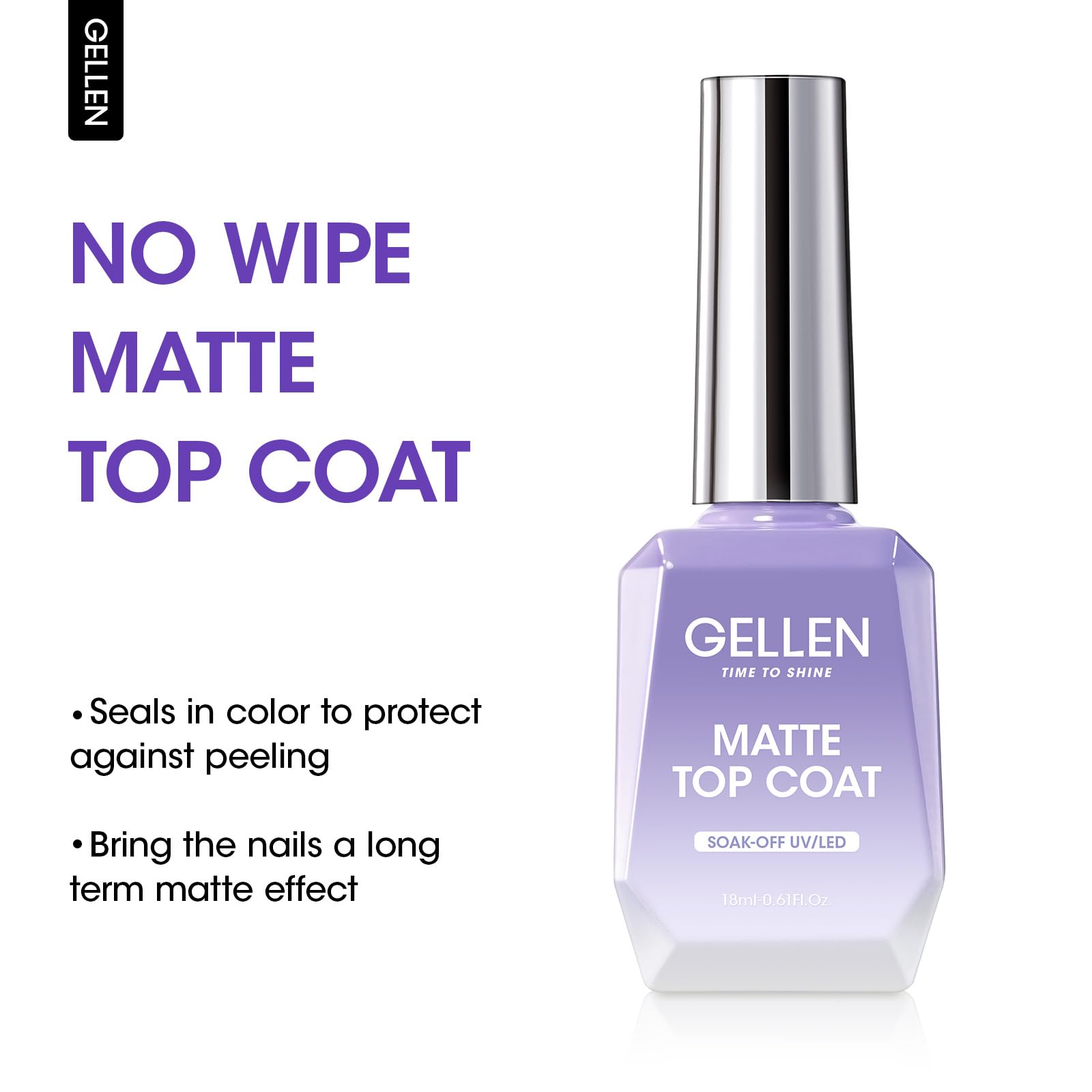 GELLEN Matte Top Coat brush stroke creating a flawless matte finish