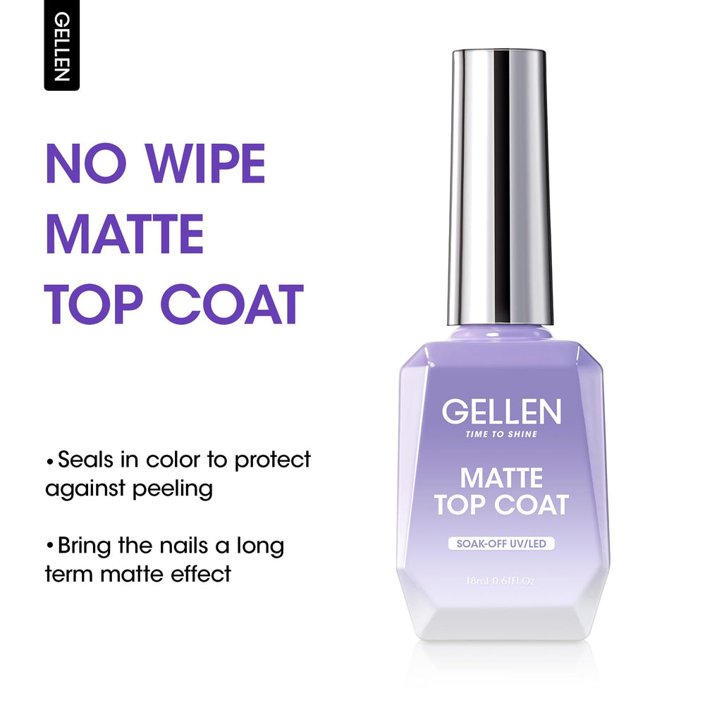 GELLEN Matte Top Coat brush stroke creating a flawless matte finish