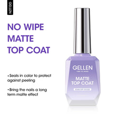 GELLEN Matte Top Coat brush stroke creating a flawless matte finish
