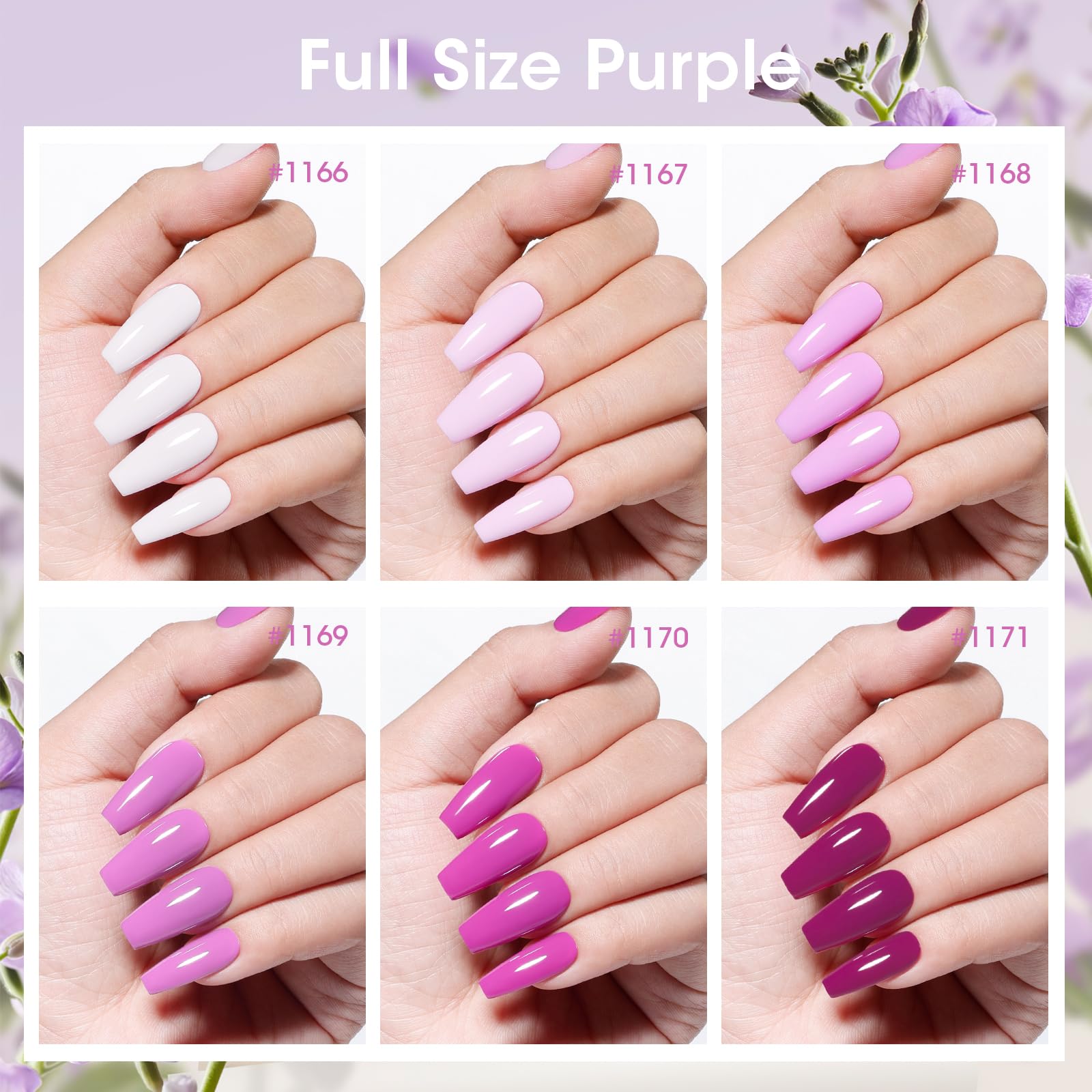 GELLEN mauve purple gel polish swatch palette for quick previews.
