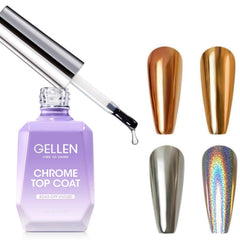 GELLEN mirror top coat bottle for chrome powder delivers a stunning mirror finish.