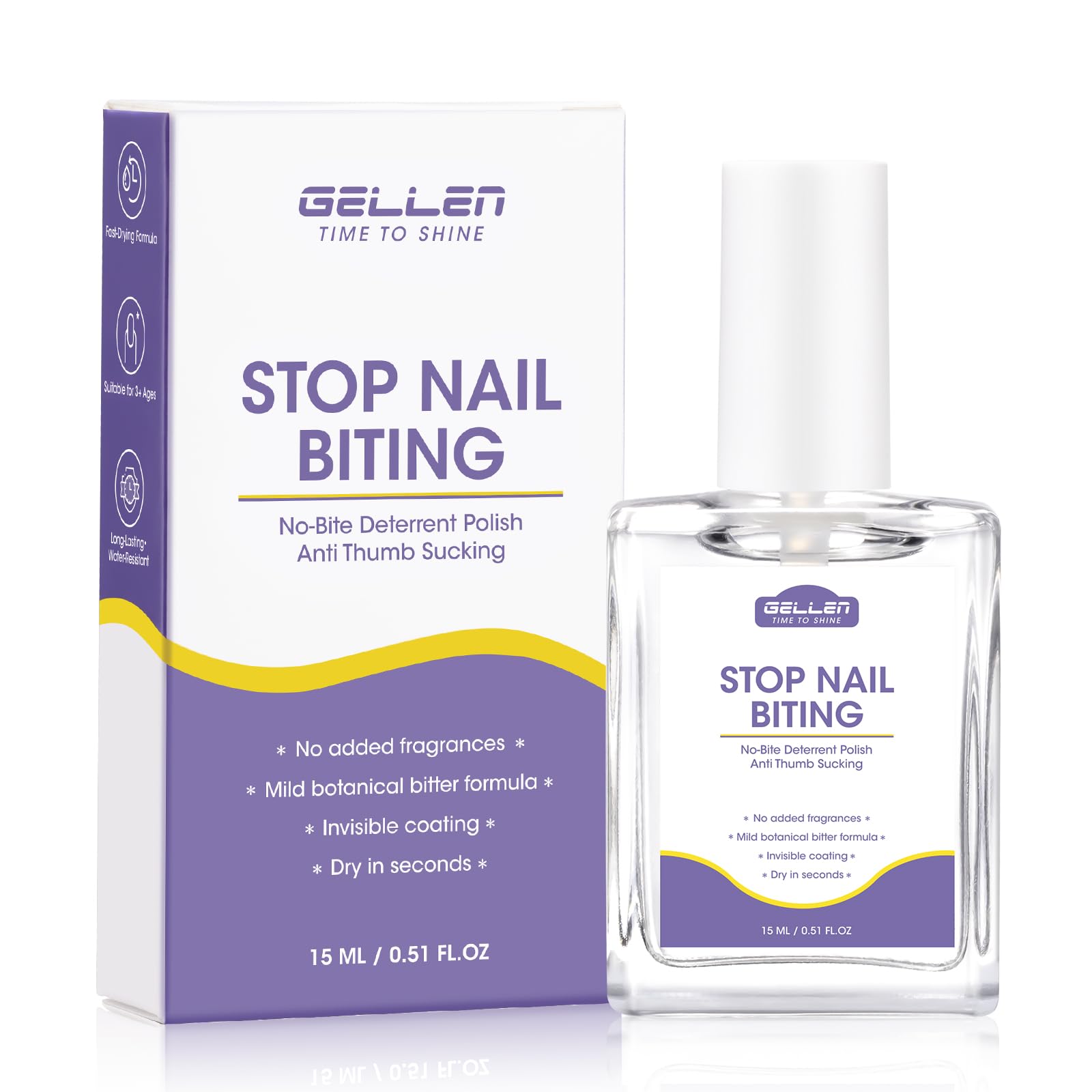 GELLEN Nail Biting Treatment bottle pour shows precise dab capability for safe use