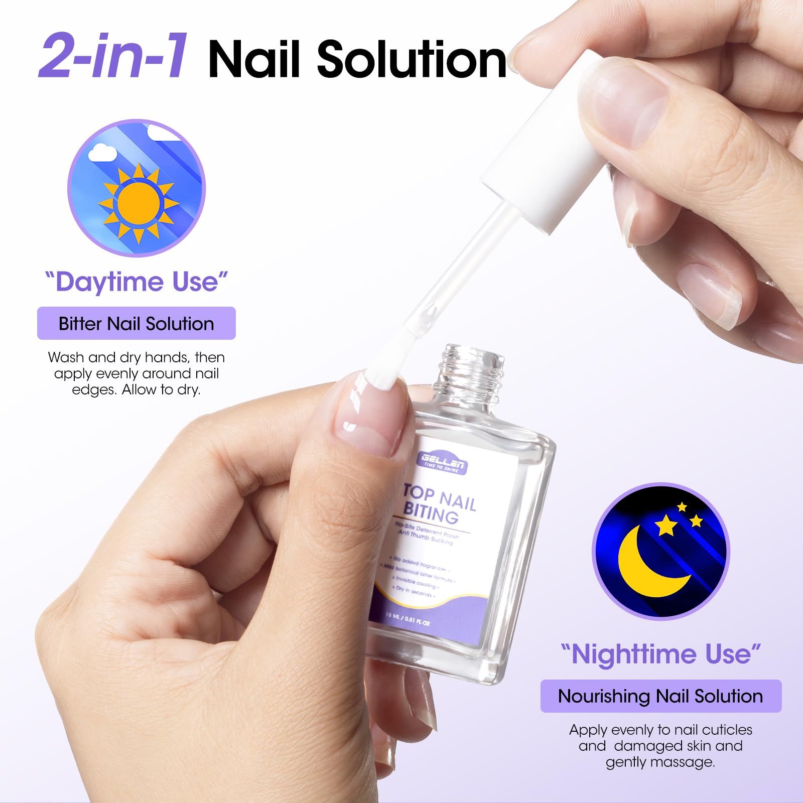 GELLEN Nail Biting Treatment transparent shield on nails remains invisible