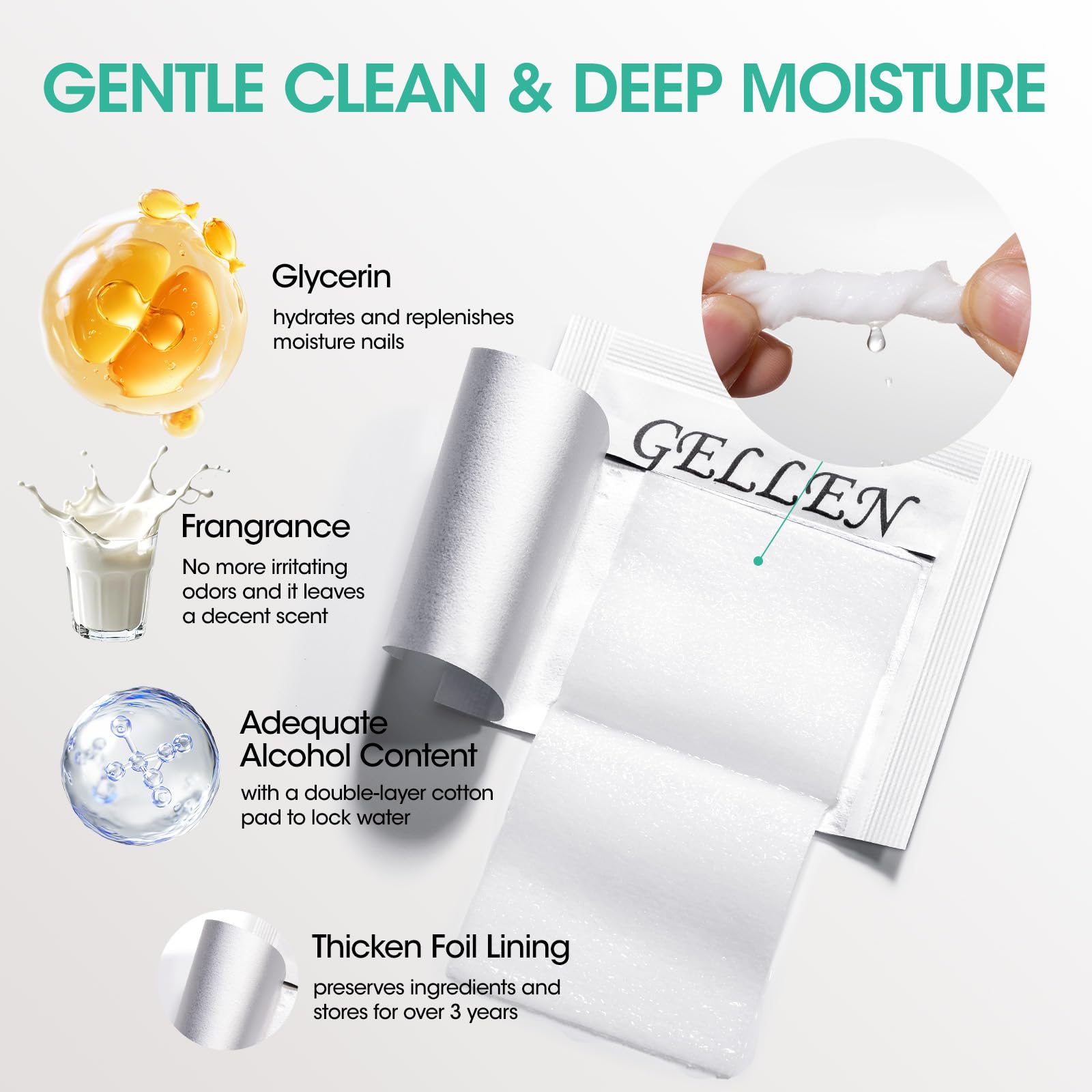 GELLEN Nail Cleanser Pad milk scent close-up enhances comfort
