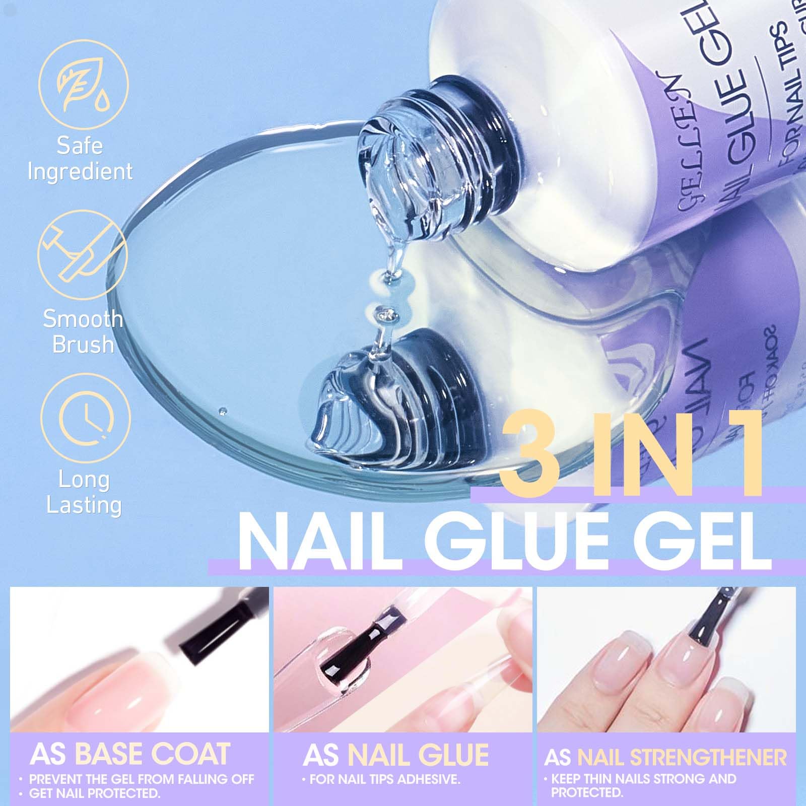 GELLEN dehydrator and primer prep nails for better adhesion.