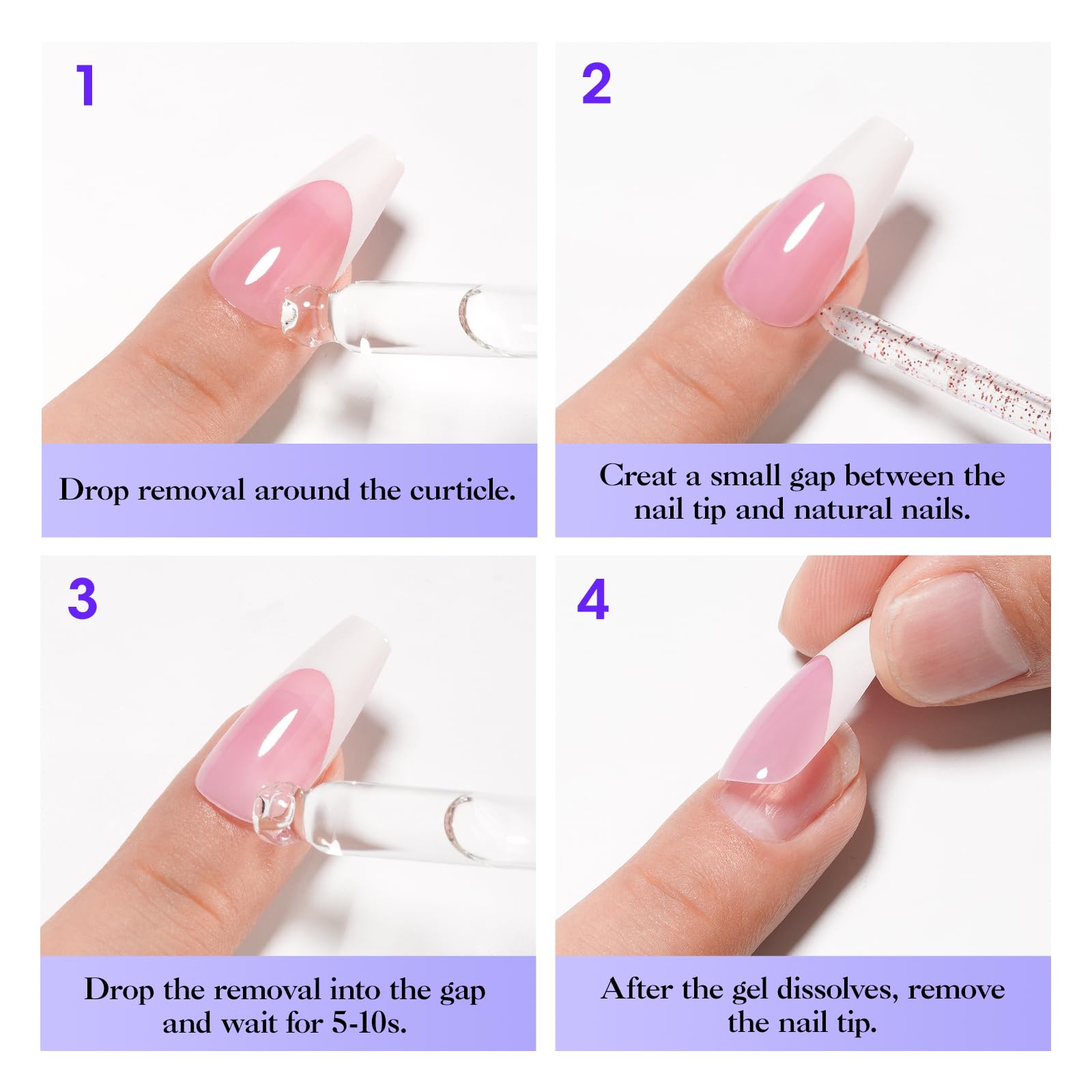Gentle formula protects natural nails during glue removal.