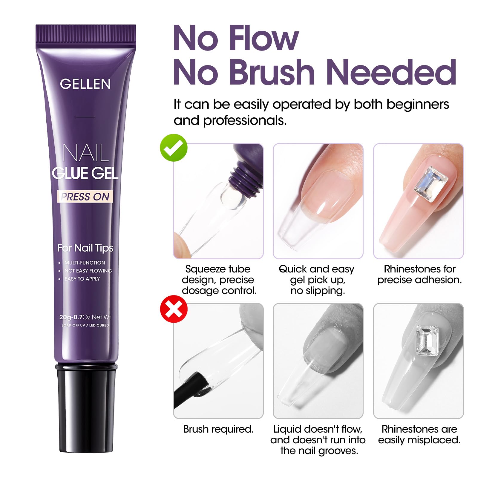 GELLEN nail glue used to attach rhinestones securely.