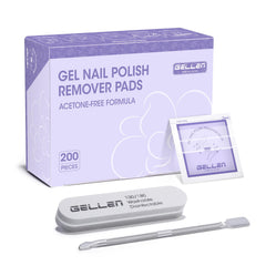 GELLEN nail polish remover pad lavender oil packaging; gentle hydration for nails.