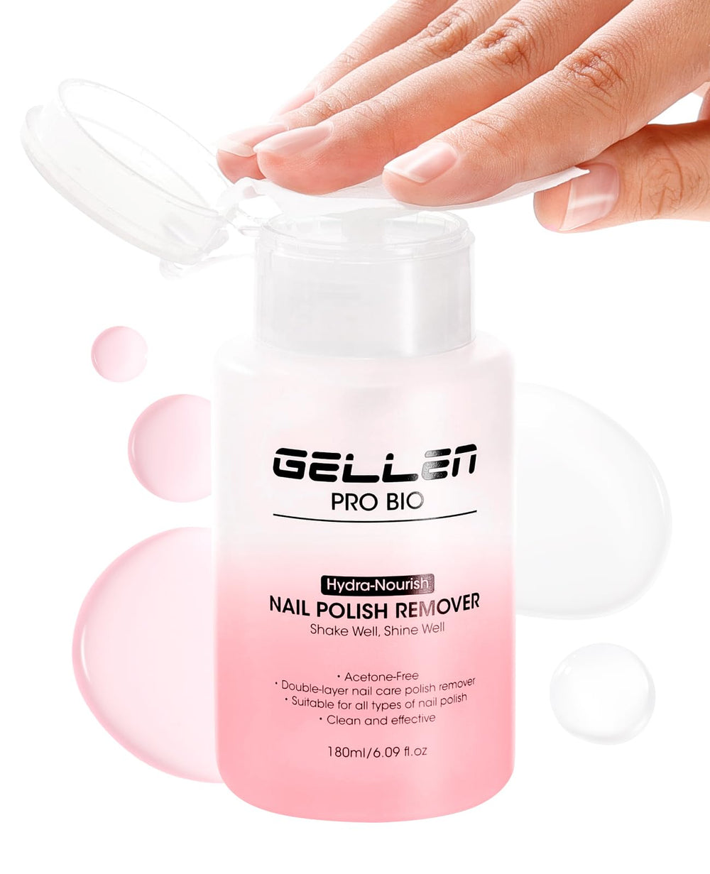GELLEN Nail Polish Remover rose-scent bottle delivers gentle, acetone-free polish removal.