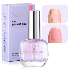 GELLEN Nail Strengthener bottle pour shows a clear, quick-drying formula.