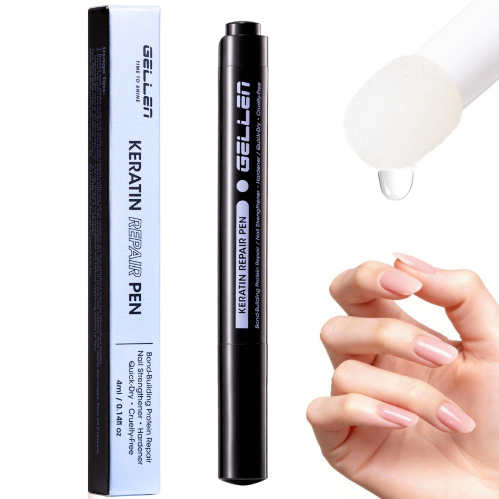 GELLEN Nail Strengthener Pen packaging shown for easy, mess-free use.