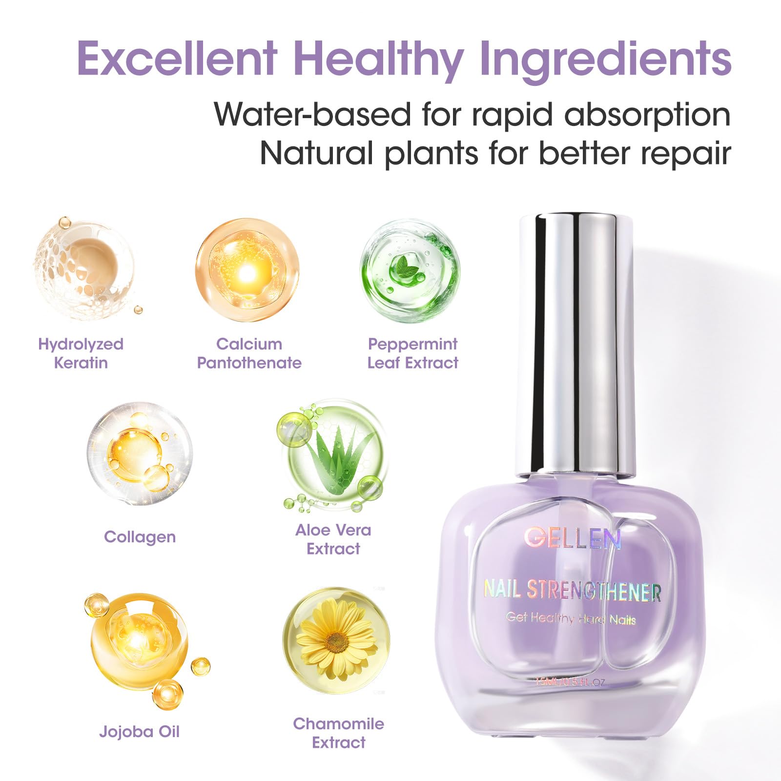 GELLEN Ridge filler effect creates a smooth, full surface on nails.