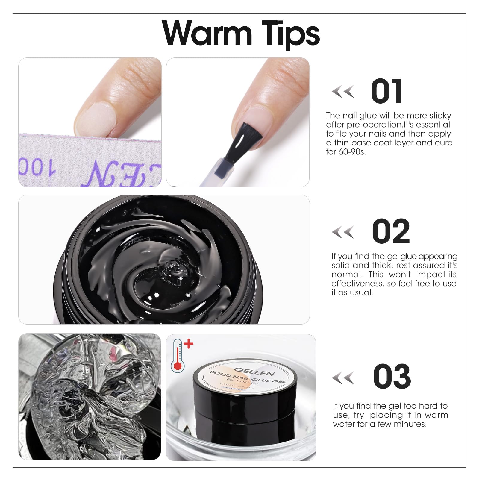 GELLEN nail-tip glue in action for secure press-on tips