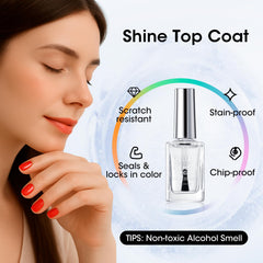 GELLEN nails shine result delivers a mirror-like gloss with enhanced color.