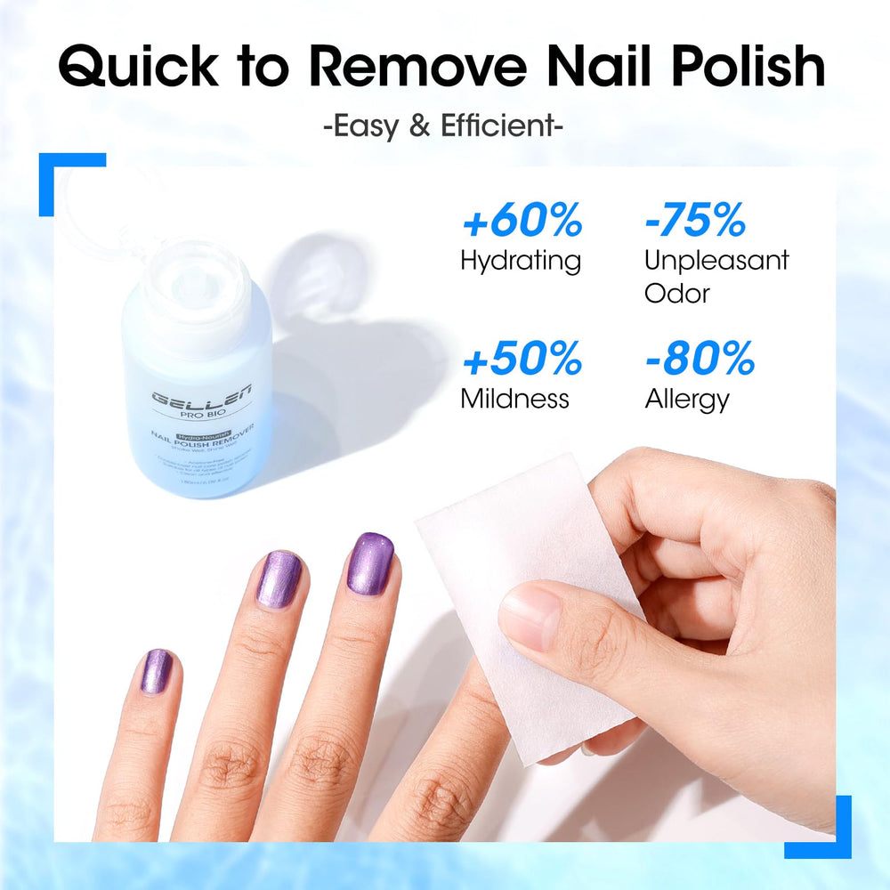 GELLEN no-residue finish after removal on nails.