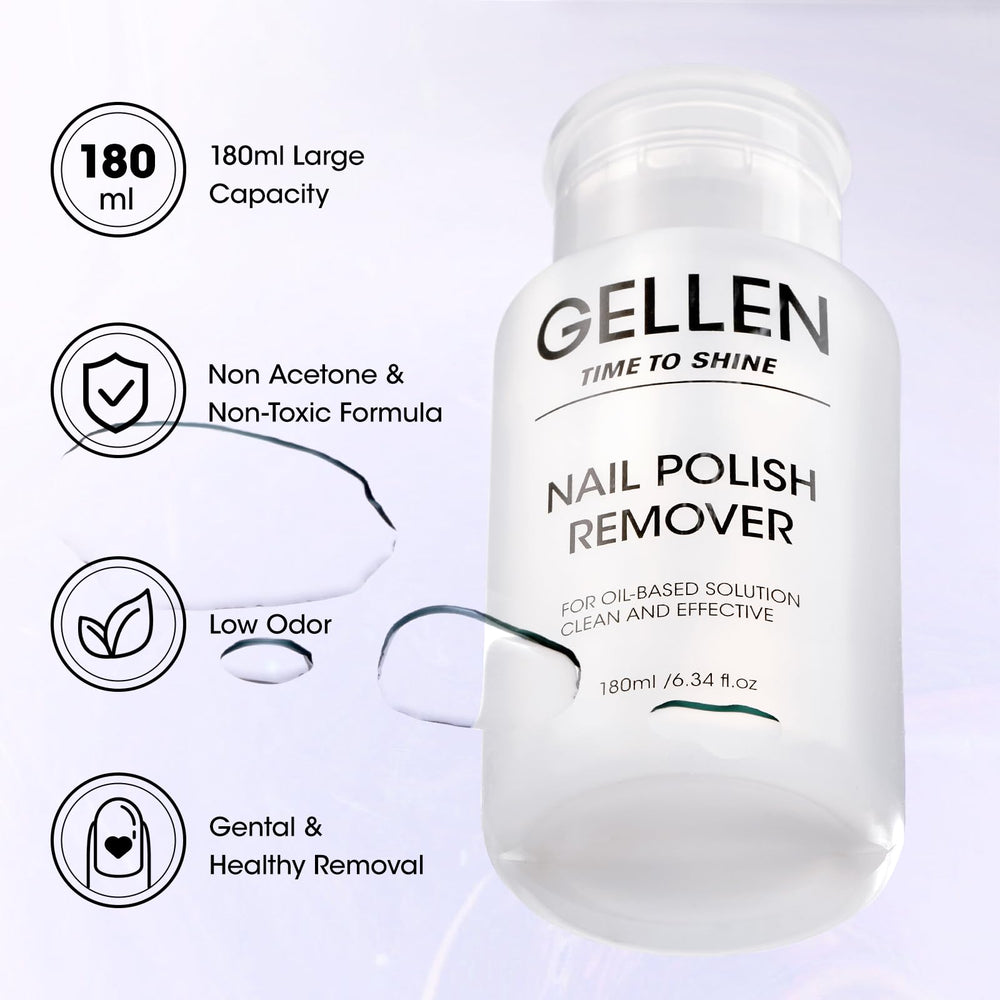 GELLEN non-acetone formula for gentle removal of regular nail polish.