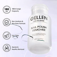 GELLEN non-acetone formula for gentle removal of regular nail polish.