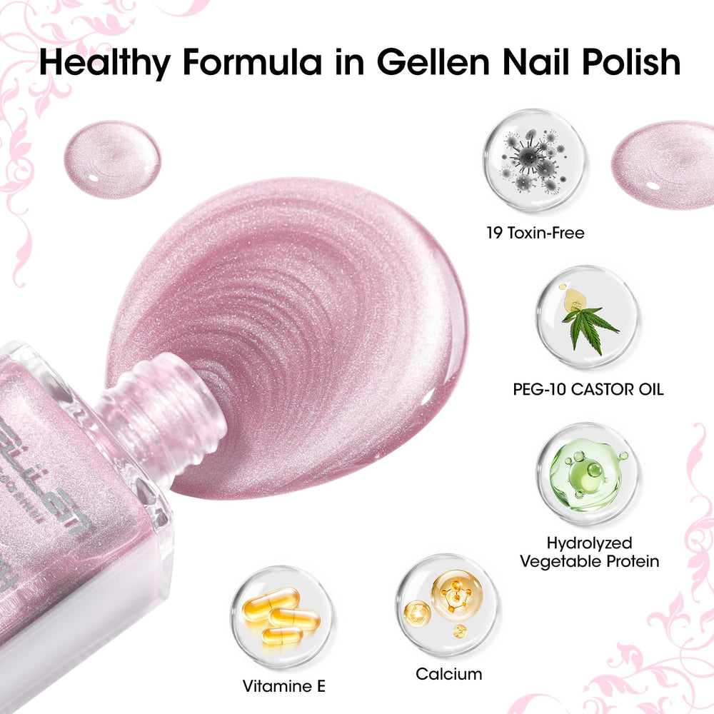 GELLEN Non gel nail polish formula with low odor for gentle nails.
