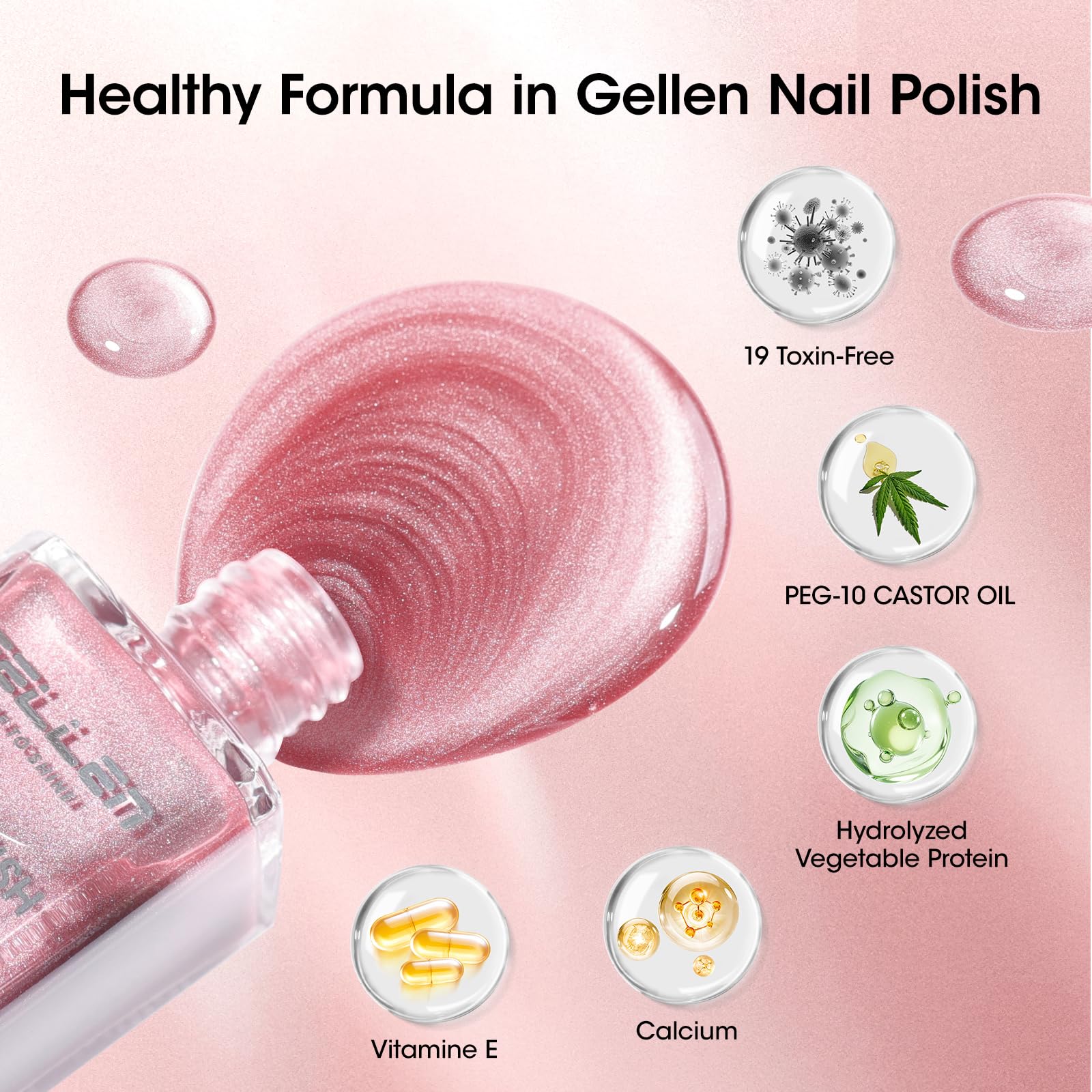 GELLEN non-gel nail polish with low-odor formula for comfortable at-home use
