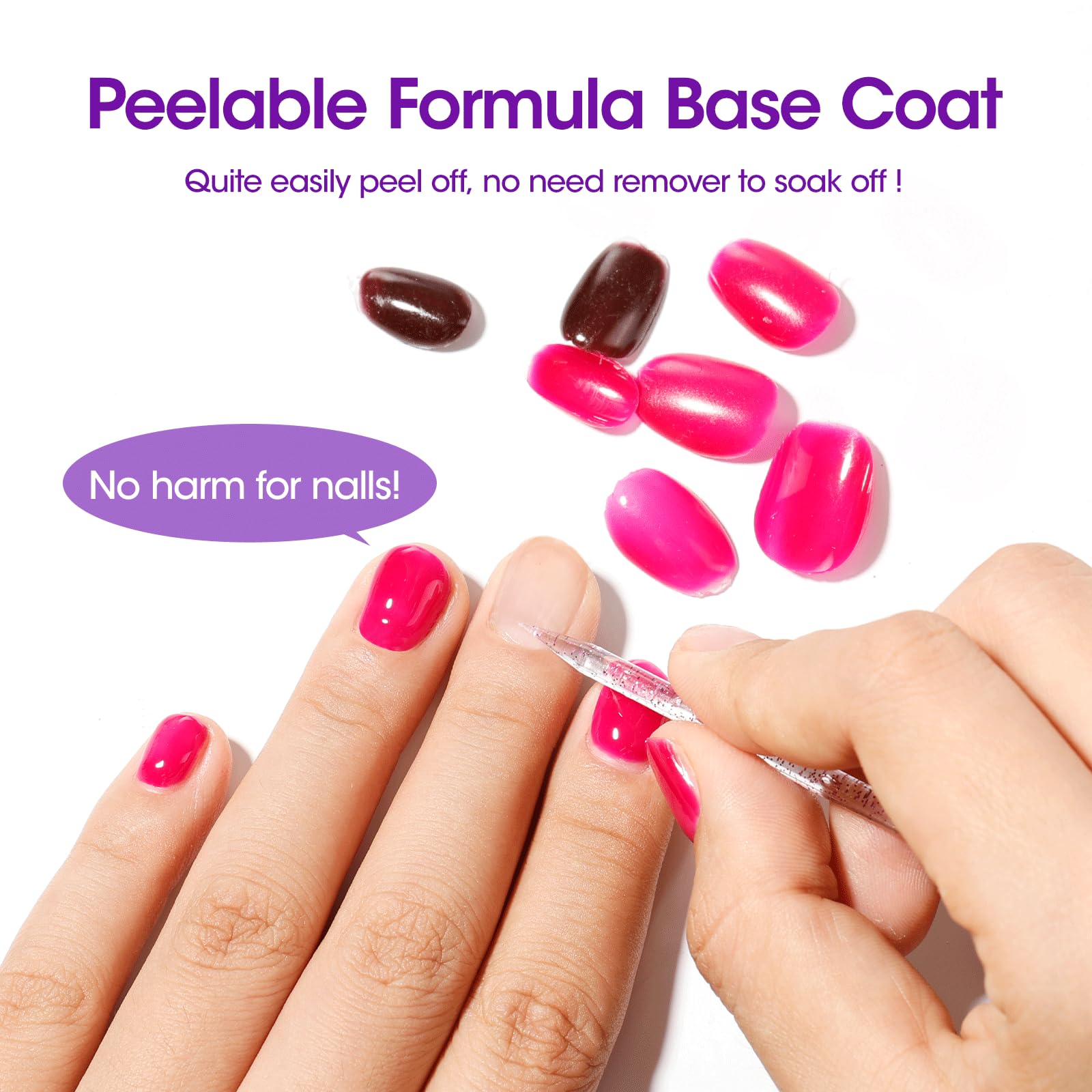 GELLEN Peel Off Base Coat with color layer on top after cure.