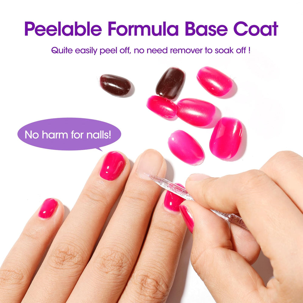 GELLEN Peel Off Base Coat with color layer on top after cure.