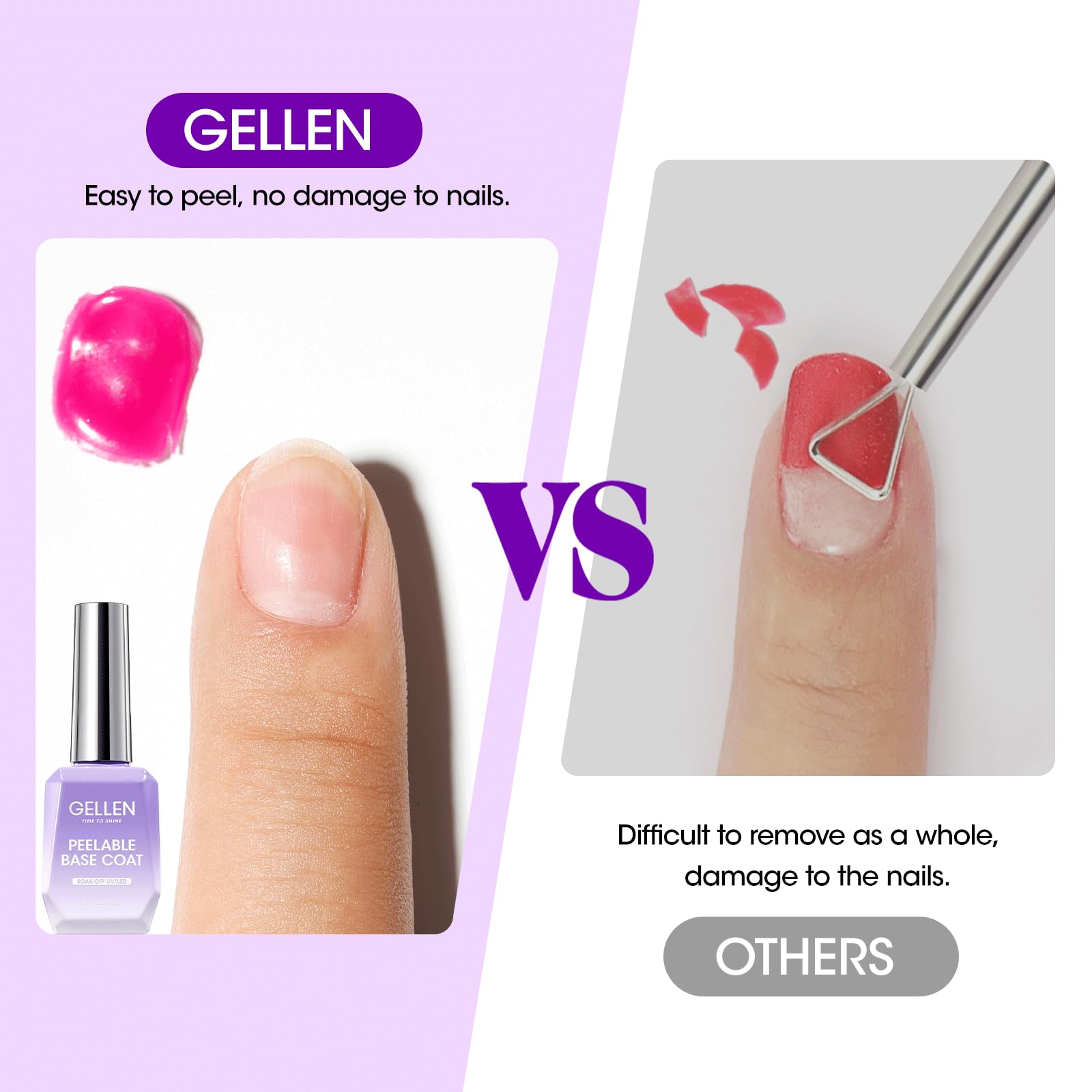 GELLEN Peel Off Base Coat plant-based ingredients for gentle nails.