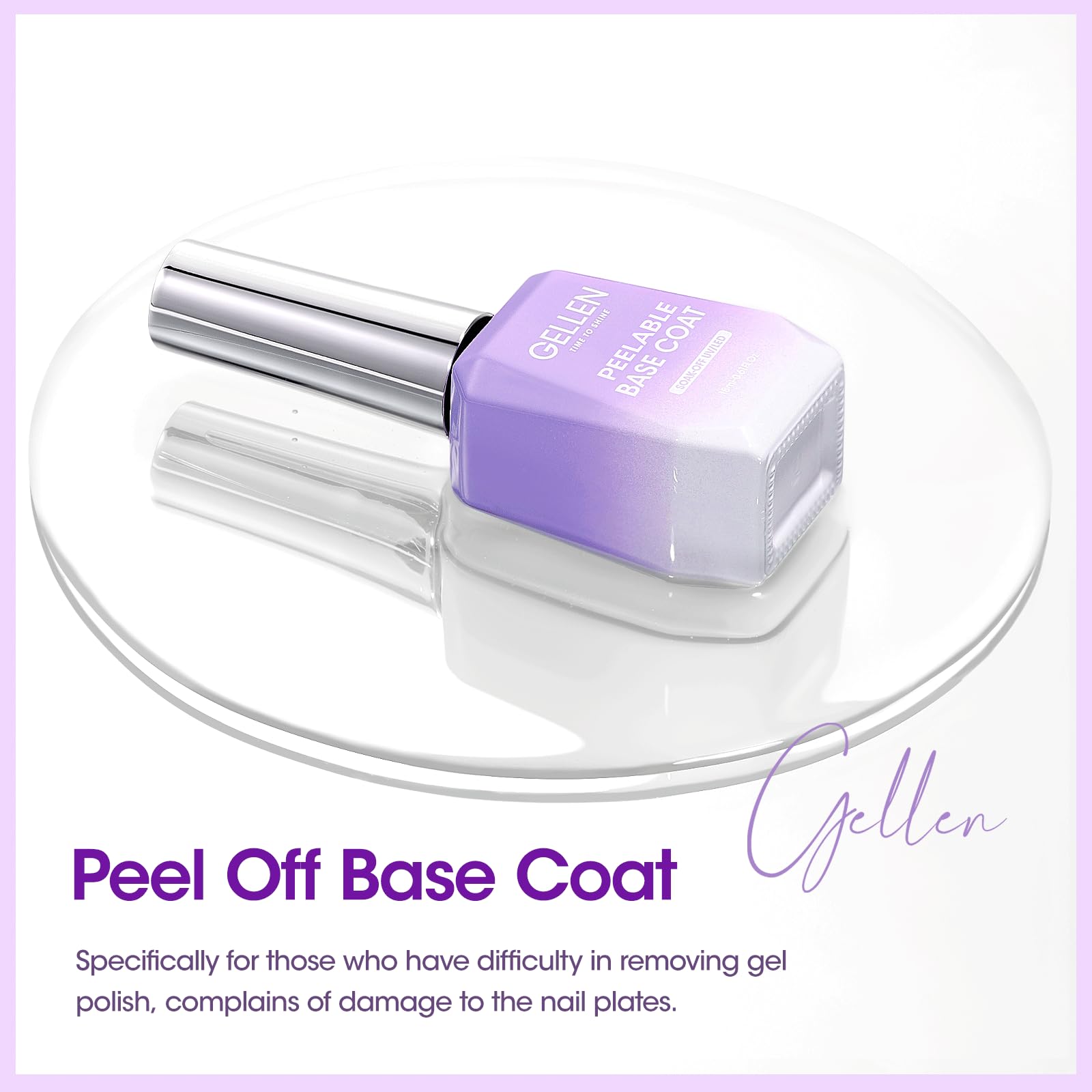 GELLEN Peel Off Base Coat thinner formula for smooth layering.
