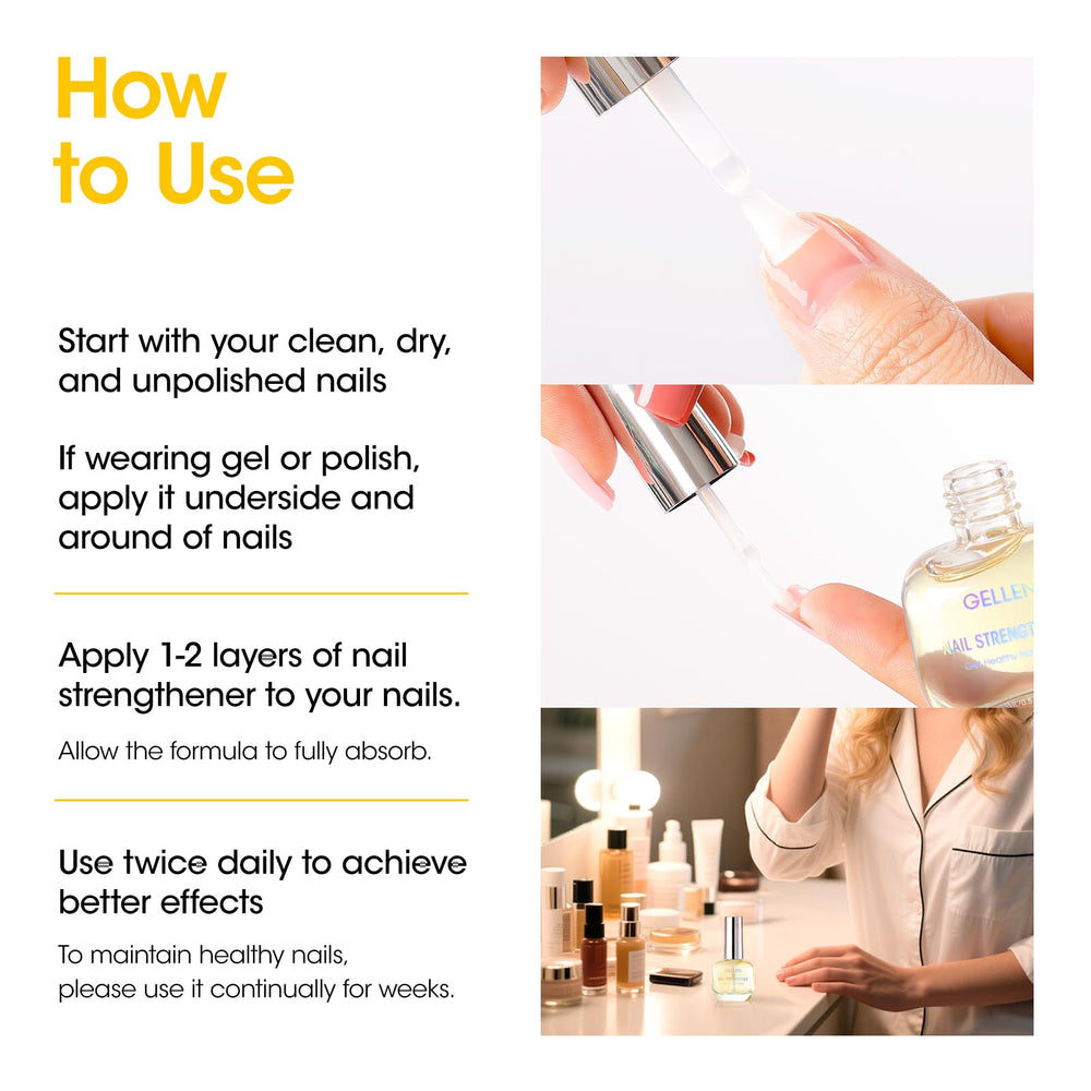 GELLEN Pro Care Fast-dry formula dries to a clear finish quickly.