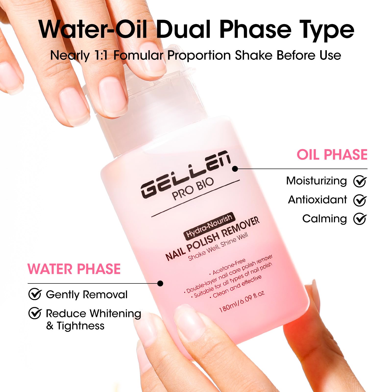 GELLEN push-down pump-head for easy, one-handed dispensing.
