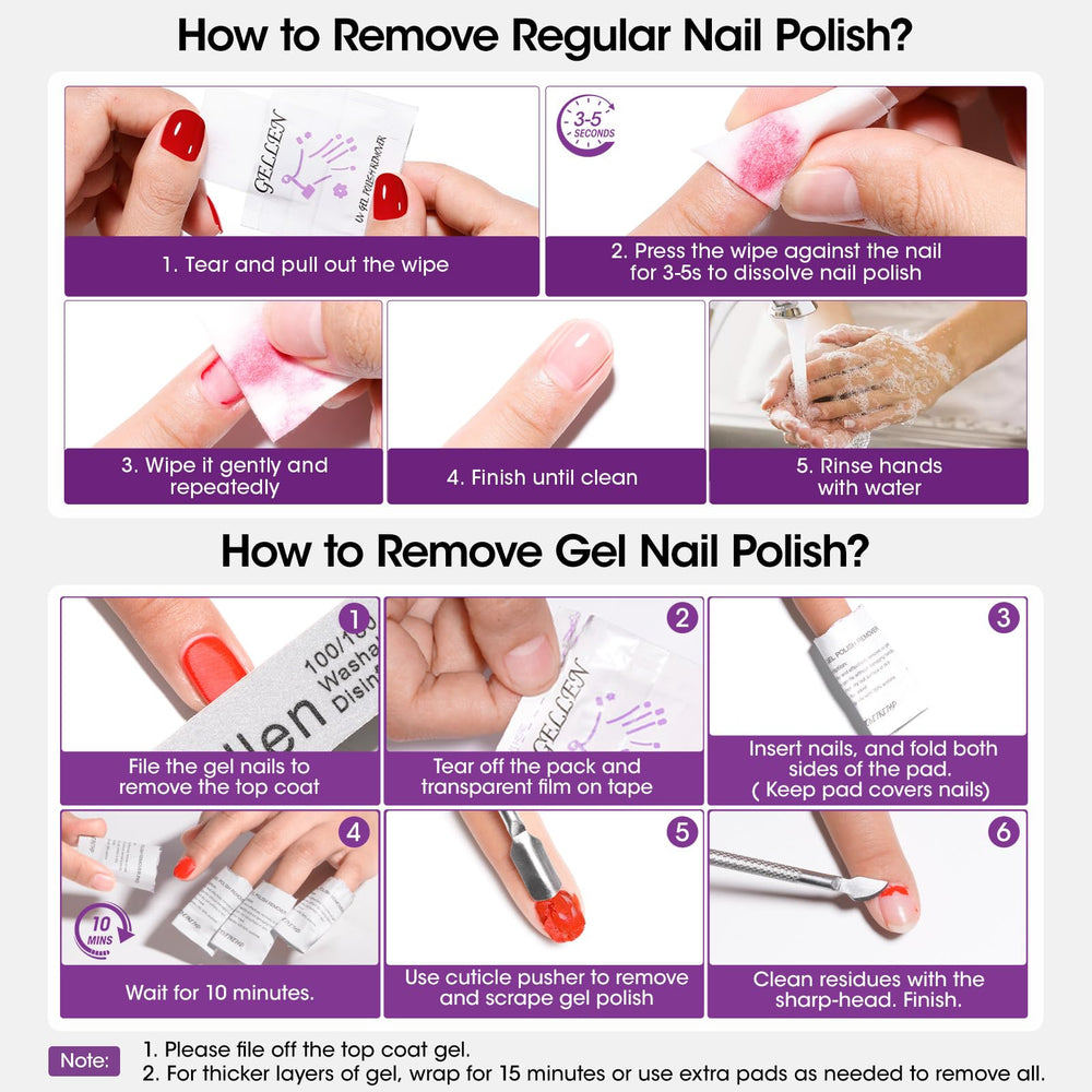 Gellen quick wrap method for efficient gel polish removal