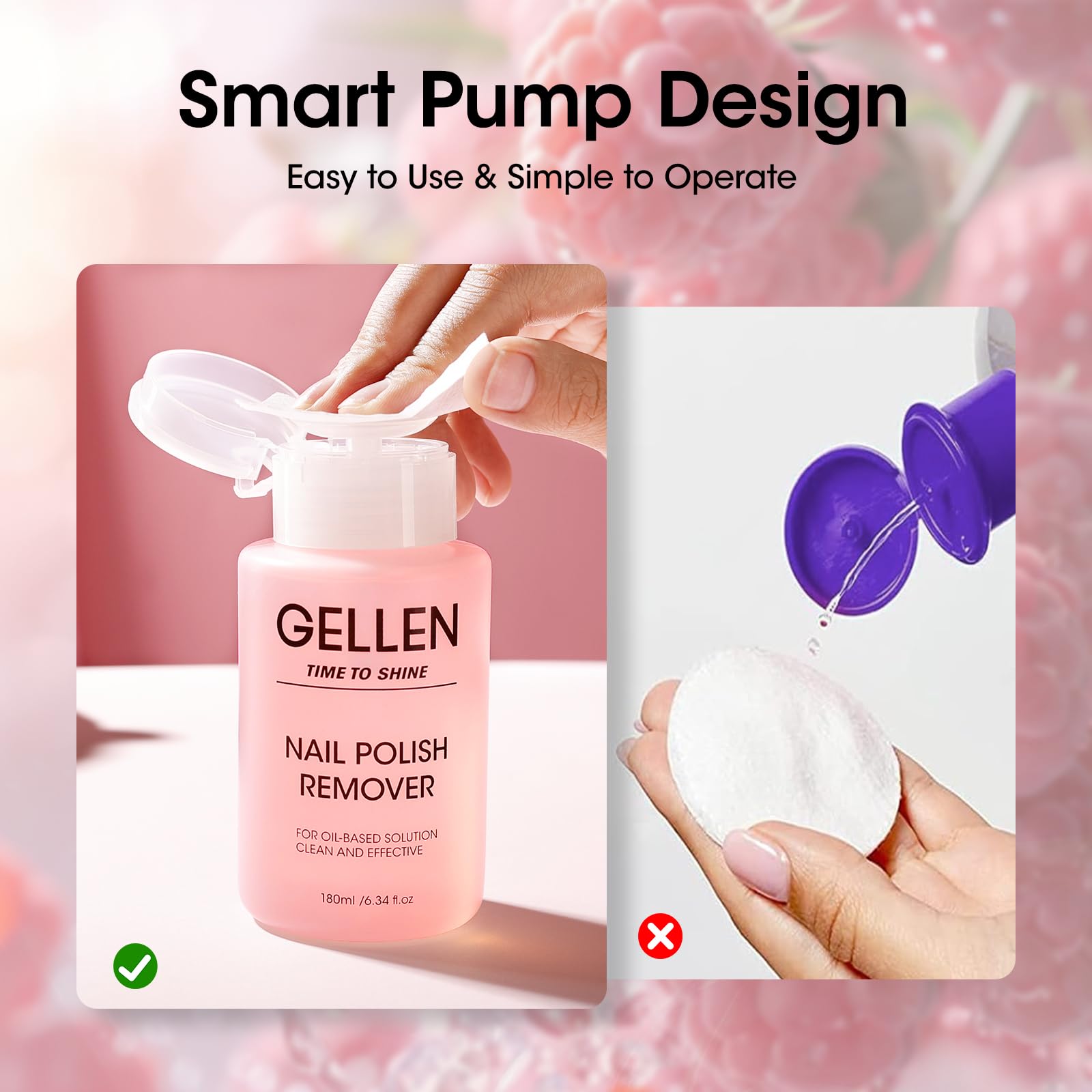 GELLEN quick 15-second removal for most polishes without drying nails