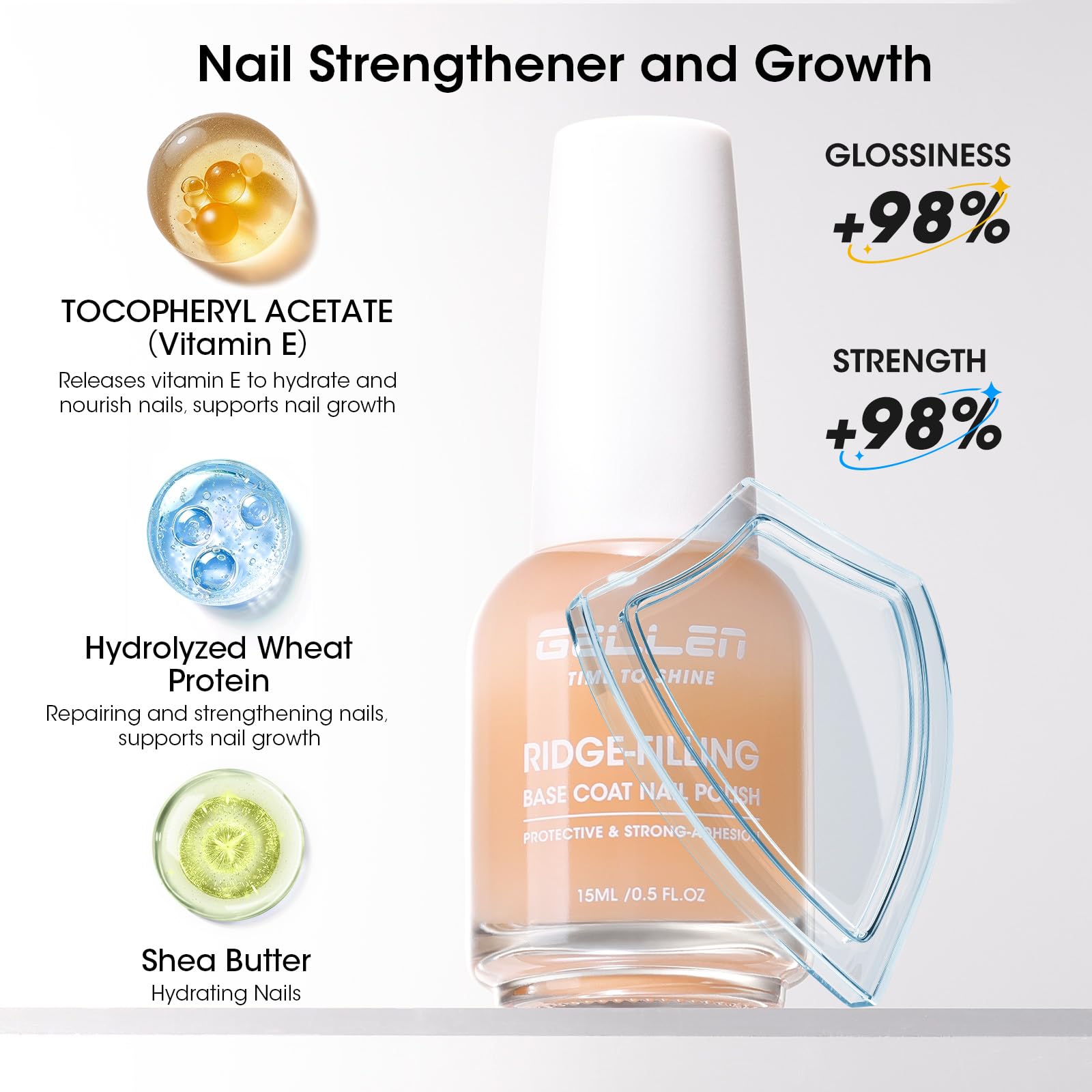 GELLEN Ridge filling nails closeup showing even texture preparation for polish.