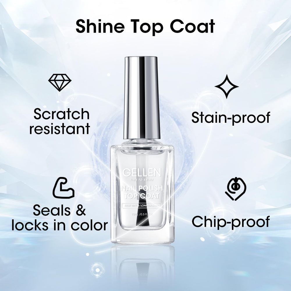 GELLEN sheer pink base plus top coat delivers natural elegance and mirror-like shine.
