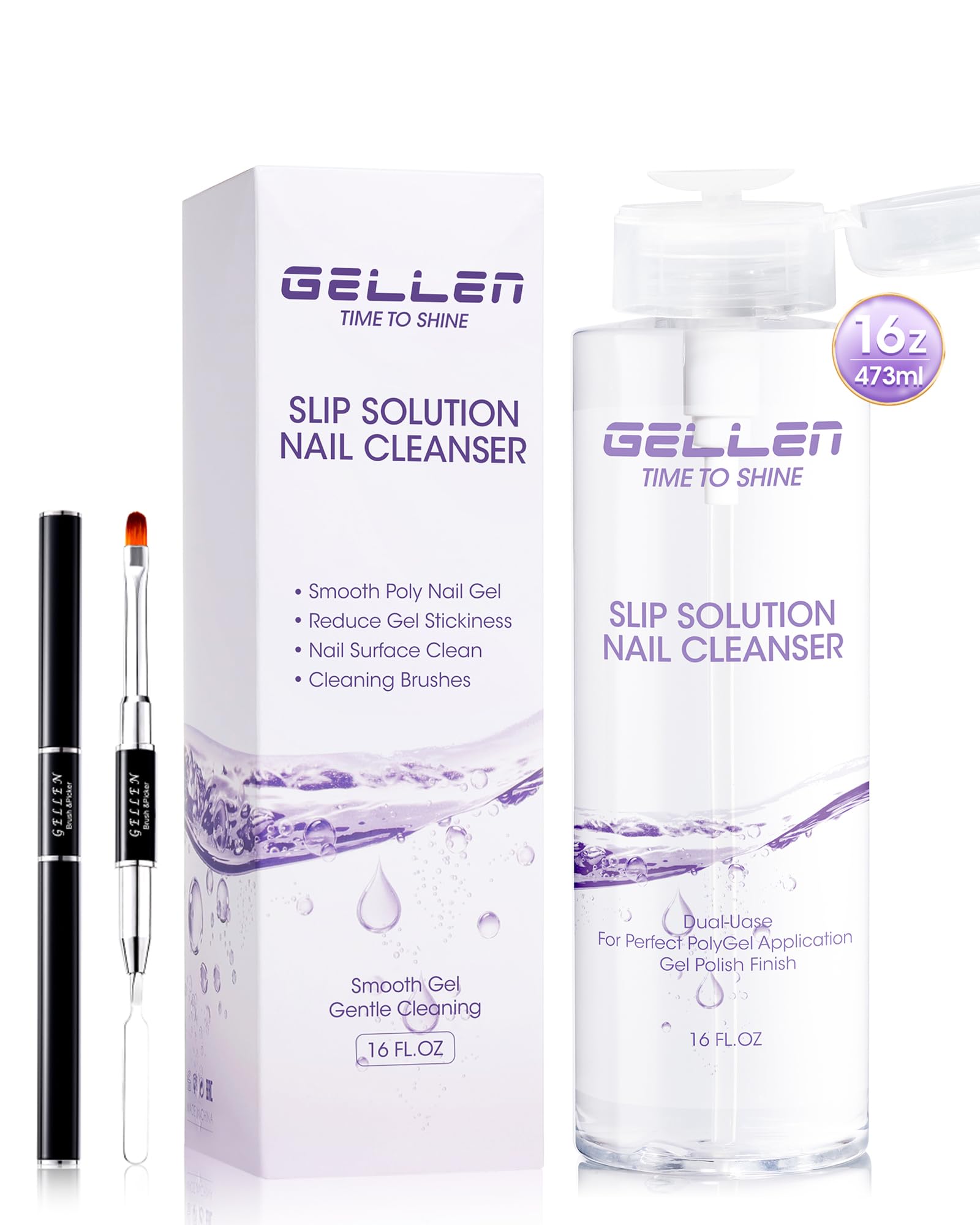 GELLEN slip solution 16oz bottle for precise polygel shaping and smooth application.